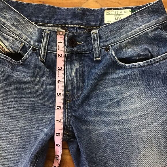 DIESEL Liv sequin distressed jeans low rise straight leg 28 ripped denim blue - Picture 11 of 15